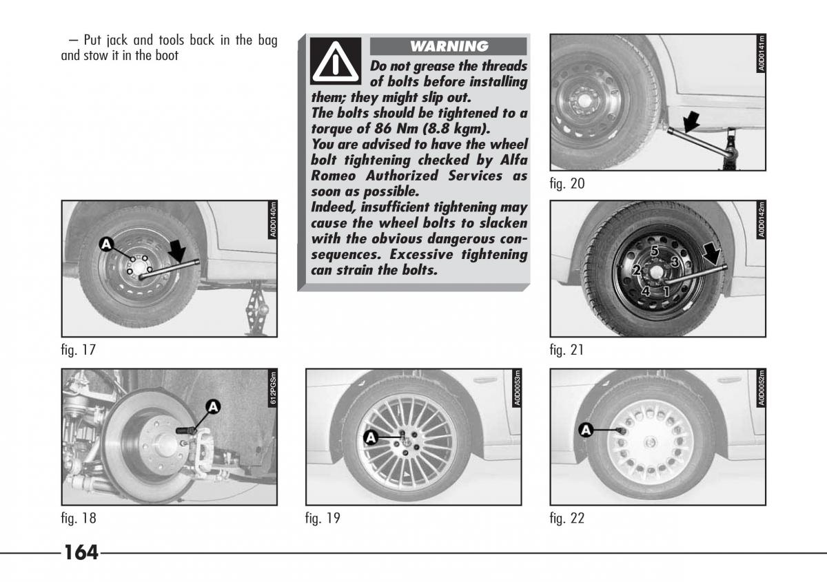 Alfa Romeo 166 owners manual / page 165