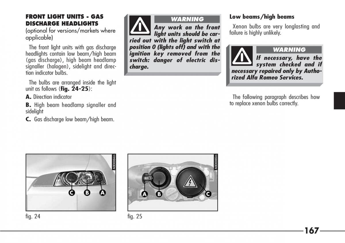 Alfa Romeo 166 owners manual / page 168