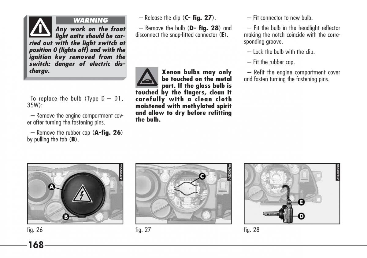 Alfa Romeo 166 owners manual / page 169