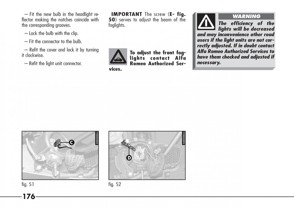 Alfa Romeo 166 owners manual / page 177