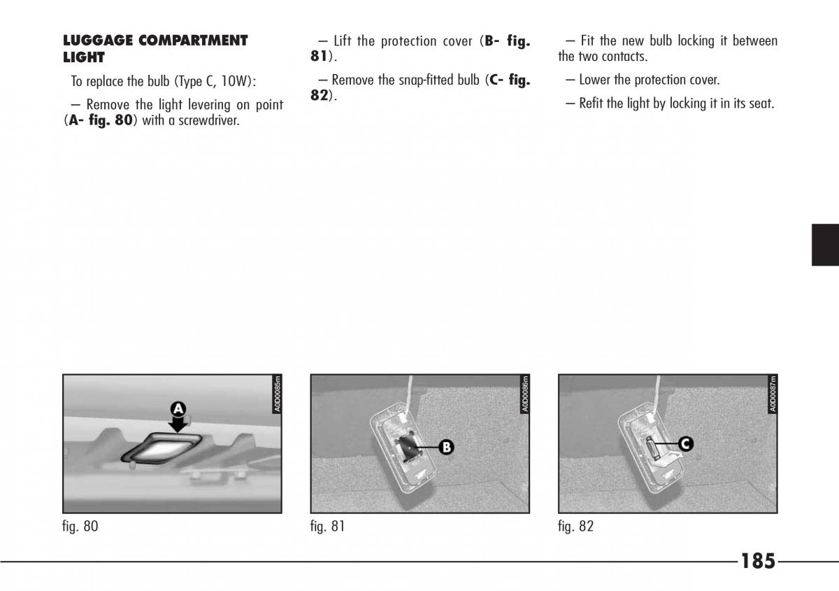 Alfa Romeo 166 owners manual / page 186