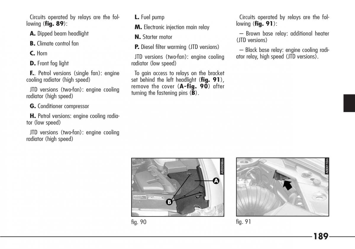 Alfa Romeo 166 owners manual / page 190