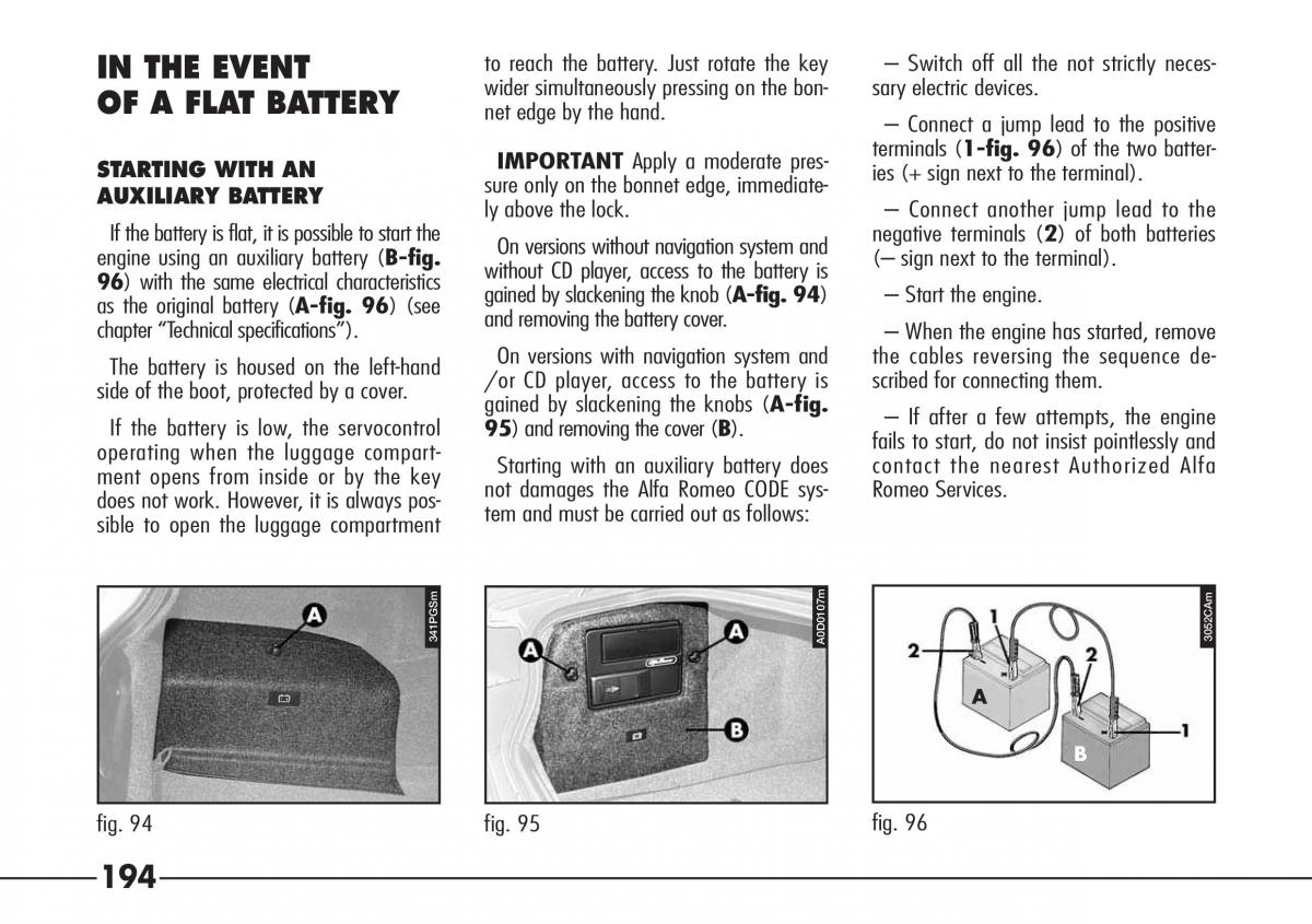 Alfa Romeo 166 owners manual / page 195