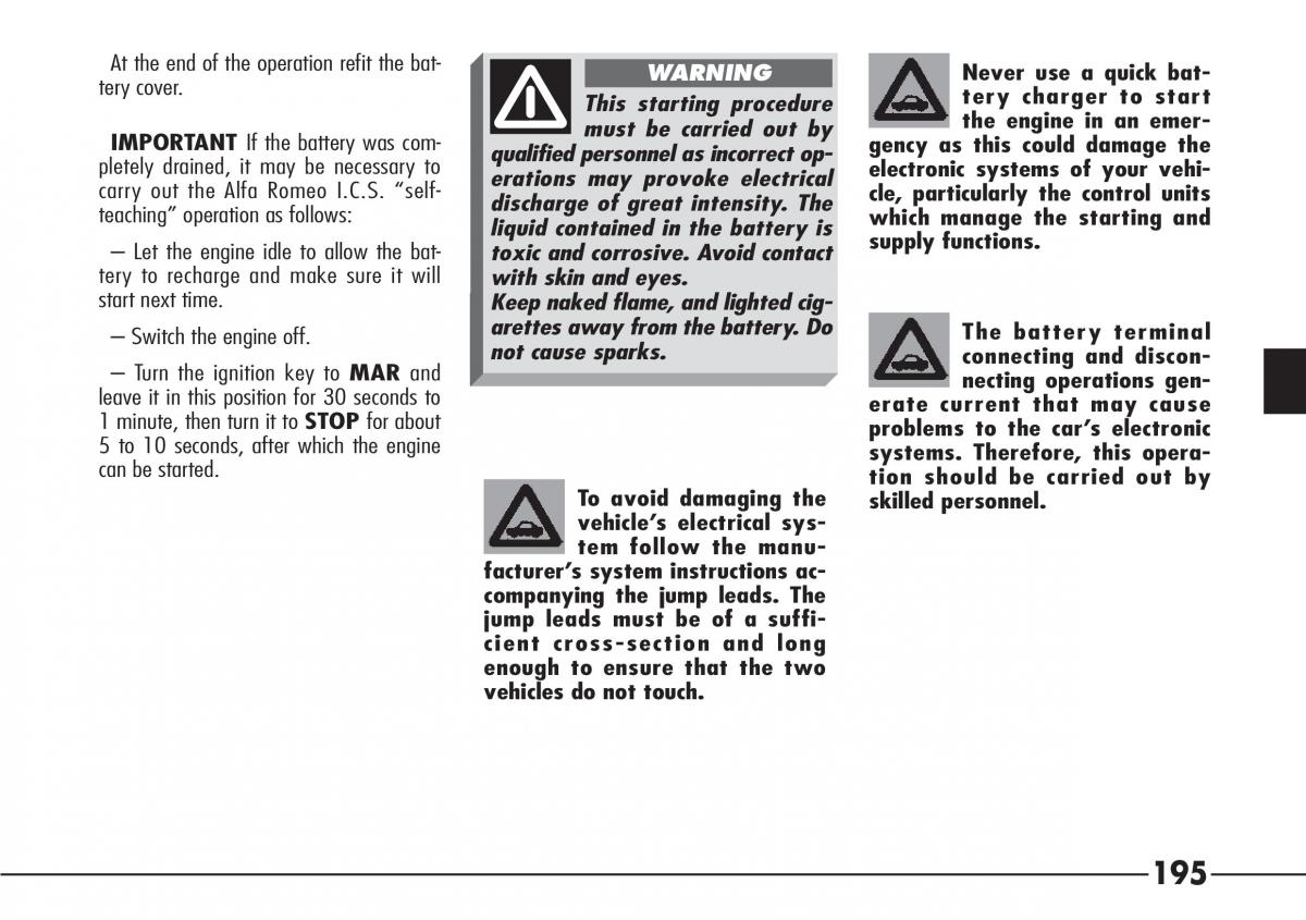 Alfa Romeo 166 owners manual / page 196