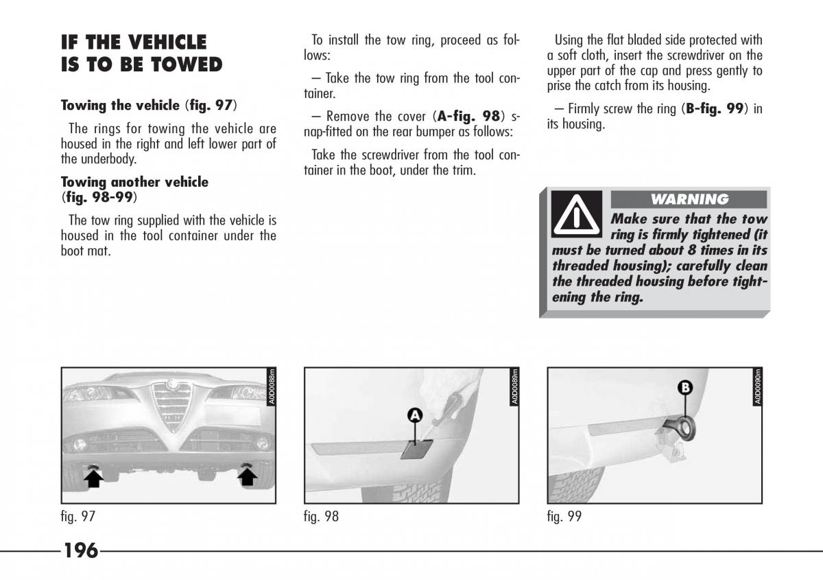 Alfa Romeo 166 owners manual / page 197