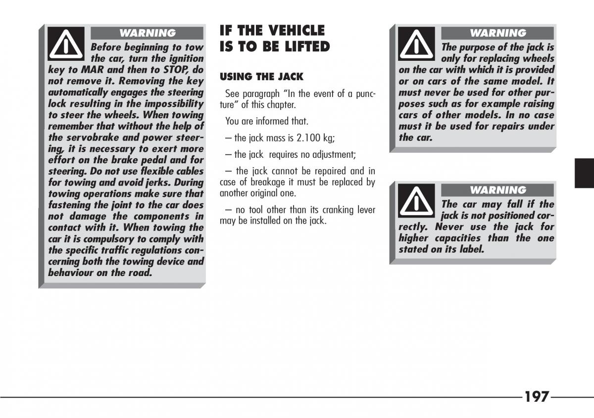 Alfa Romeo 166 owners manual / page 198