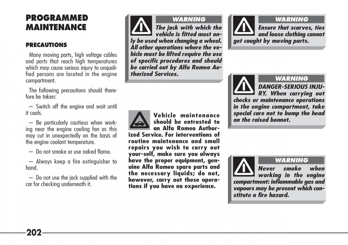 Alfa Romeo 166 owners manual / page 203