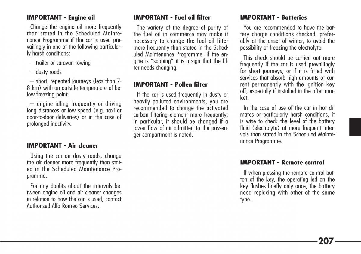 Alfa Romeo 166 owners manual / page 208