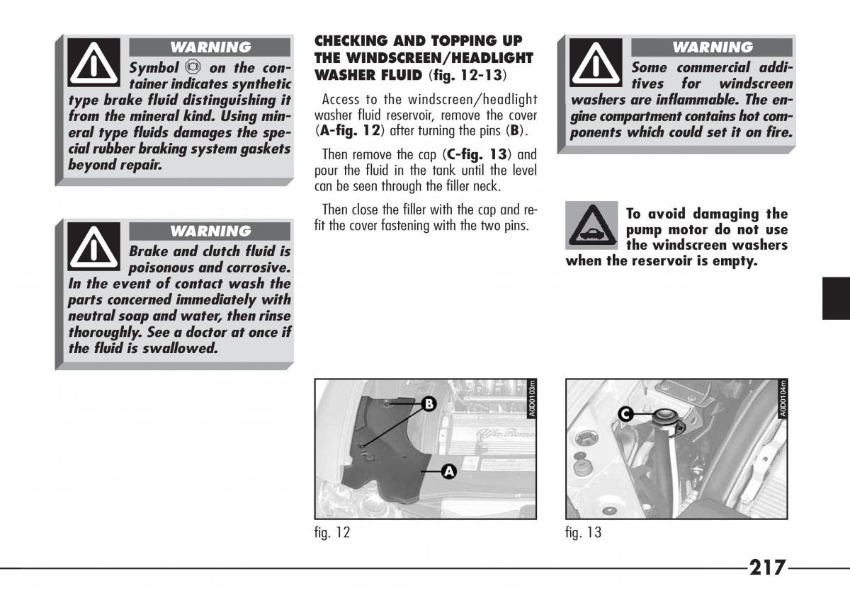 Alfa Romeo 166 owners manual / page 218