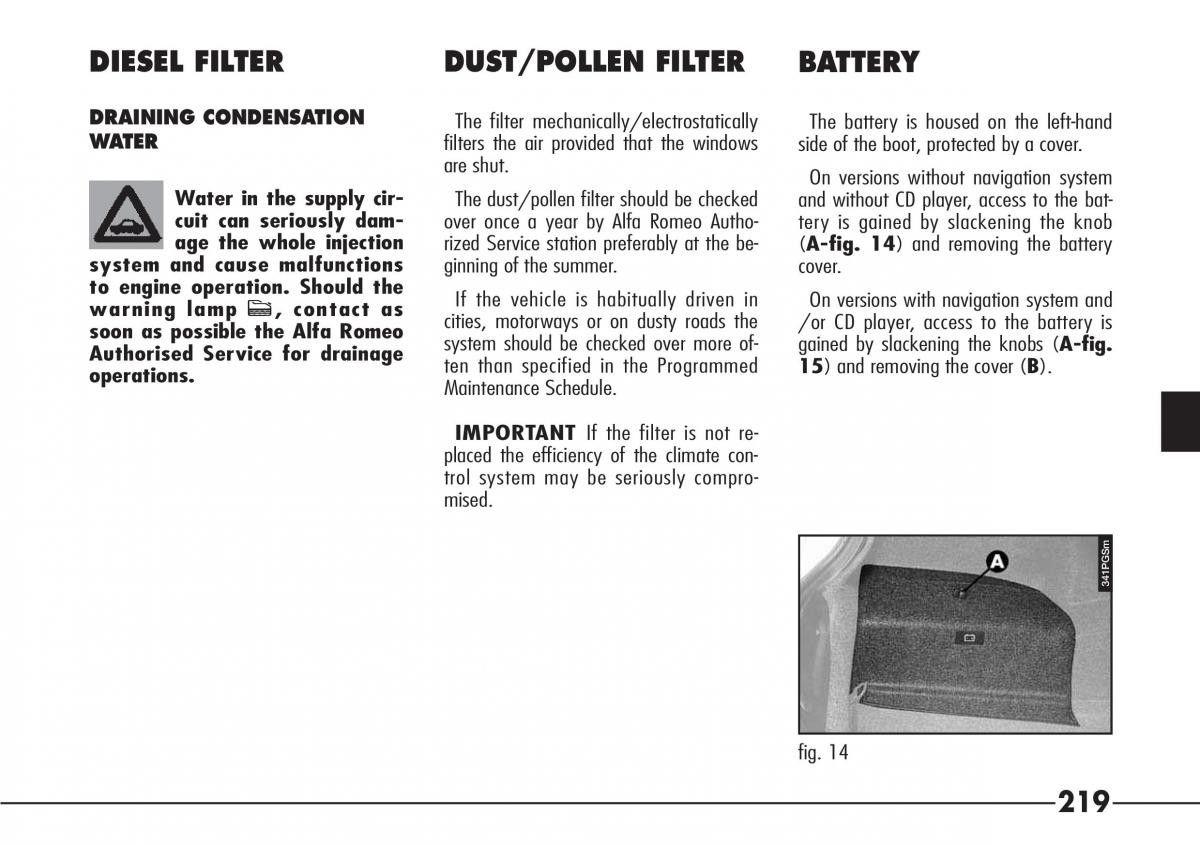 Alfa Romeo 166 owners manual / page 220