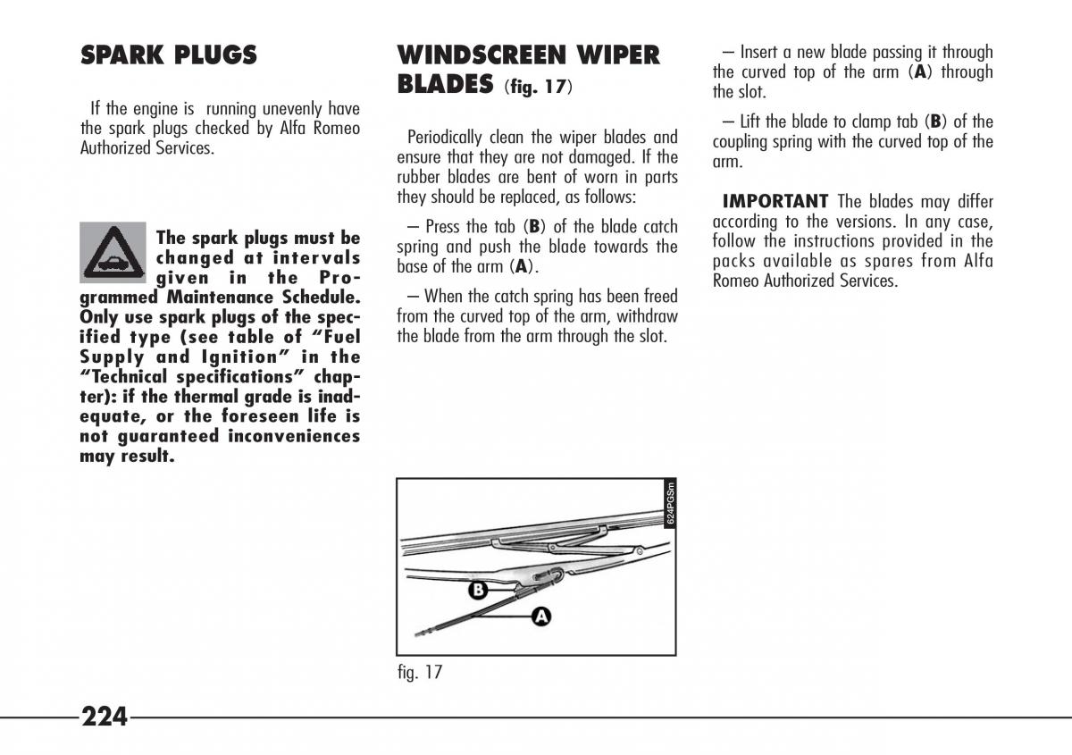 Alfa Romeo 166 owners manual / page 225