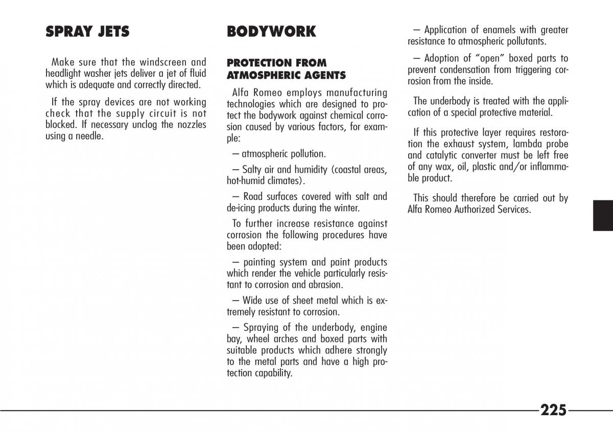 Alfa Romeo 166 owners manual / page 226