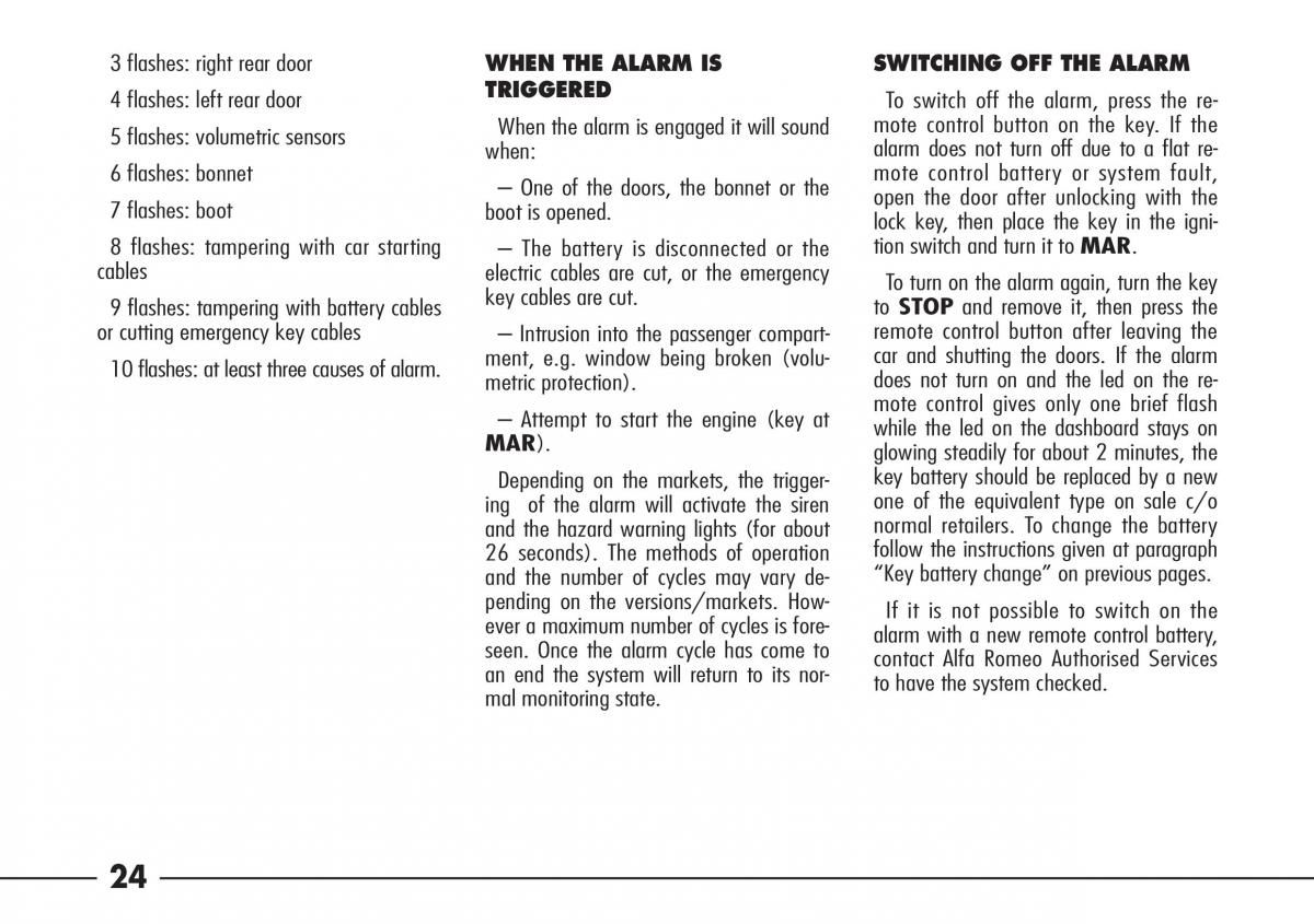 Alfa Romeo 166 owners manual / page 25