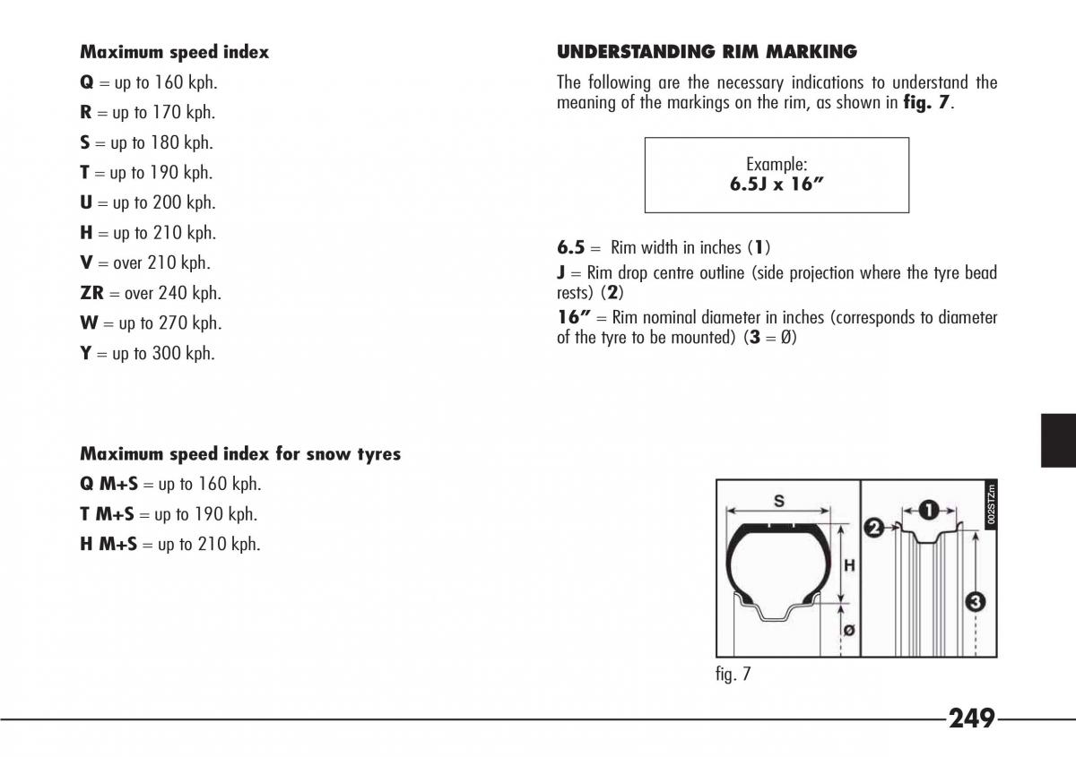 Alfa Romeo 166 owners manual / page 250