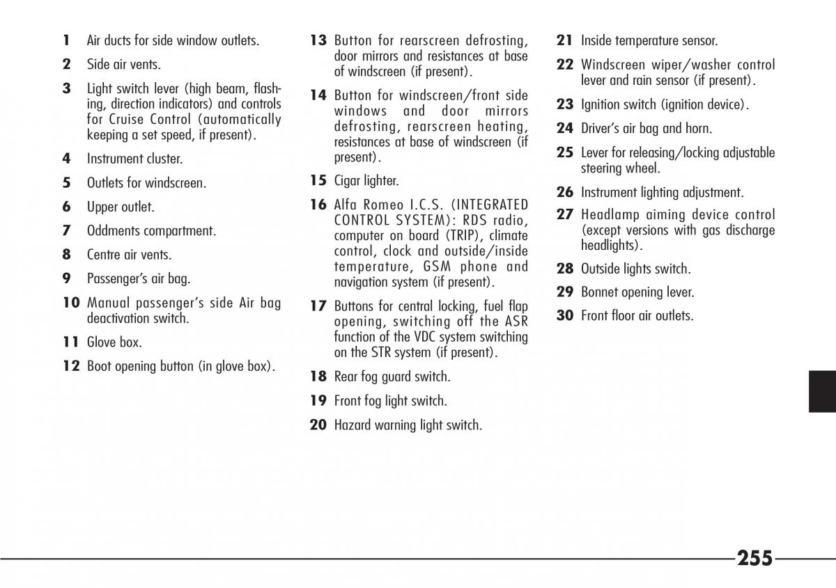 Alfa Romeo 166 owners manual / page 256