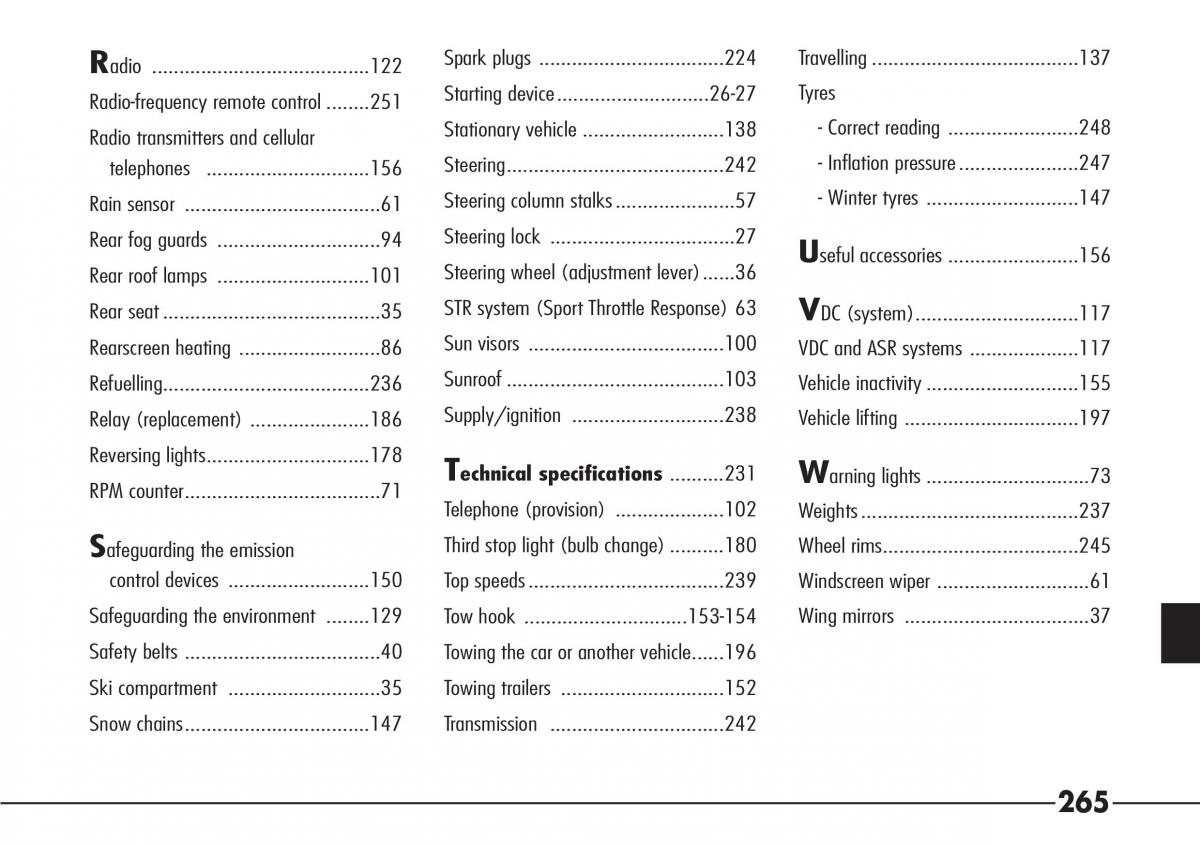 Alfa Romeo 166 owners manual / page 266