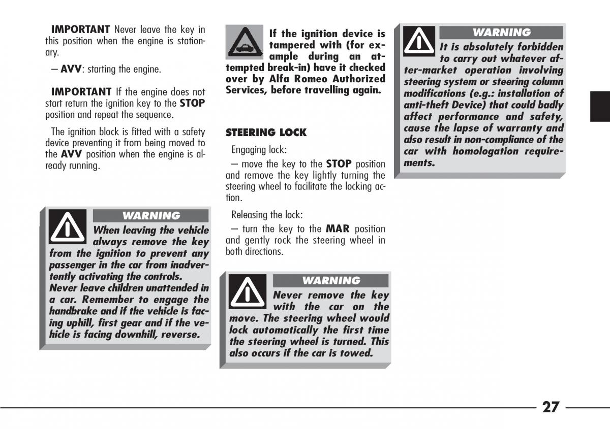 Alfa Romeo 166 owners manual / page 28