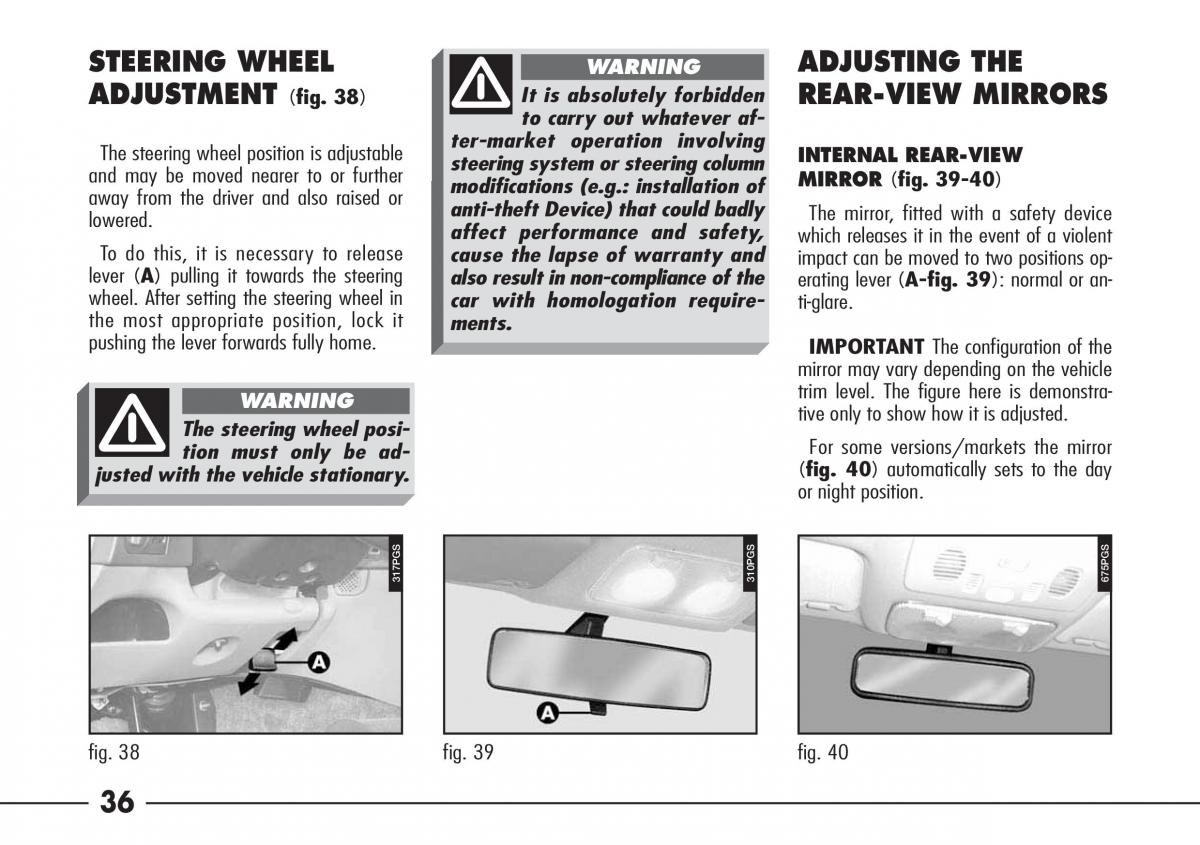 Alfa Romeo 166 owners manual / page 37