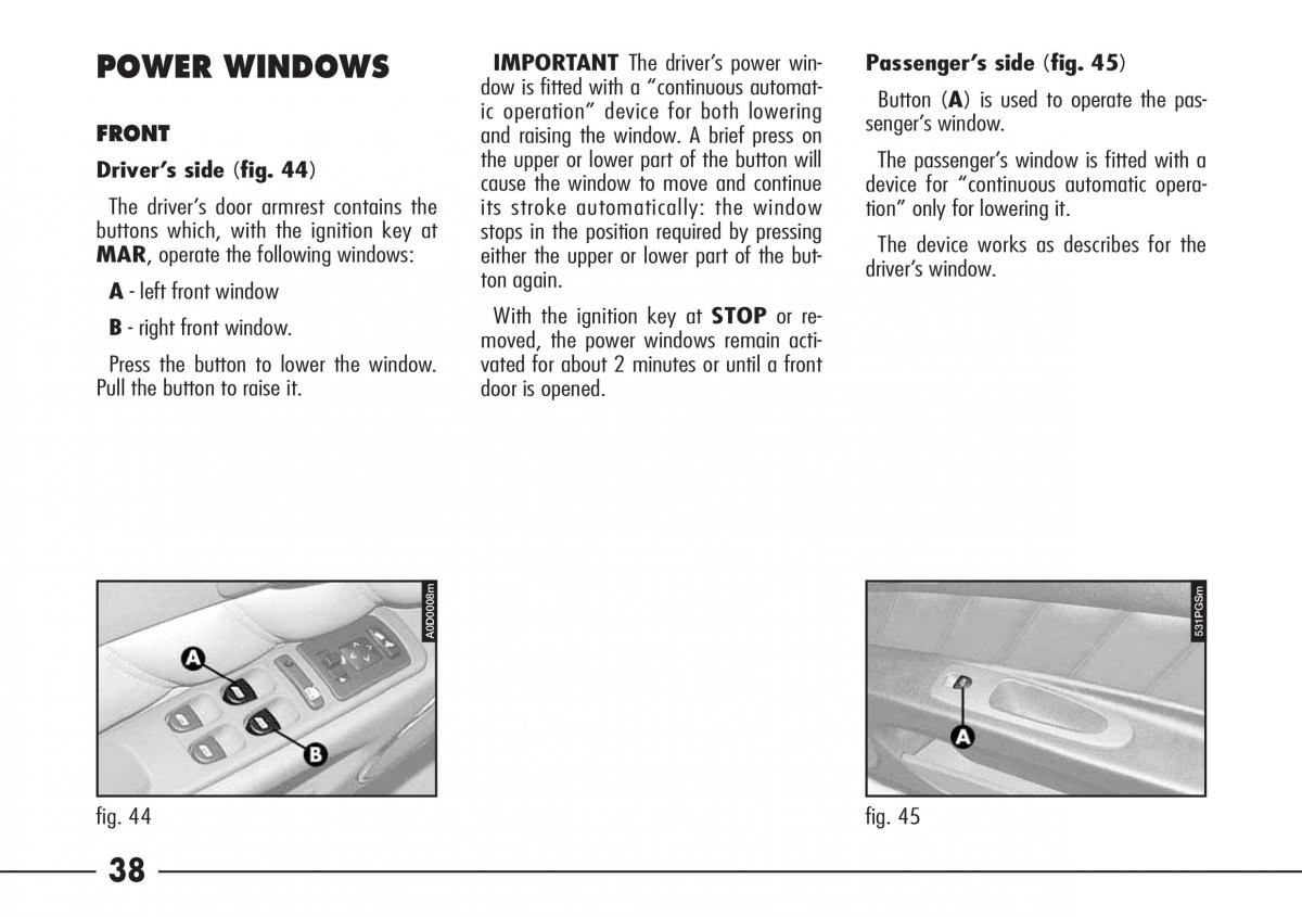 Alfa Romeo 166 owners manual / page 39