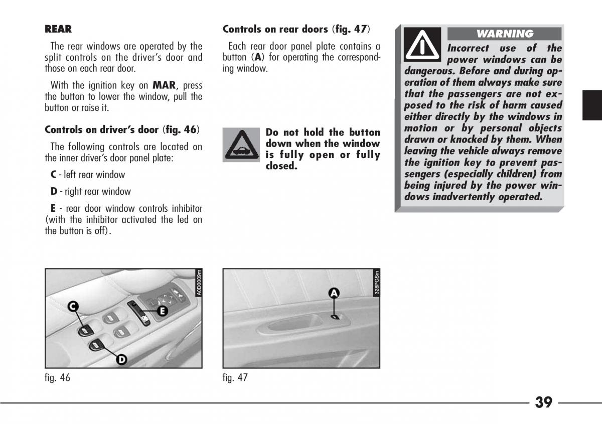 Alfa Romeo 166 owners manual / page 40