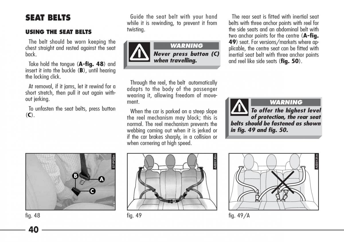 Alfa Romeo 166 owners manual / page 41