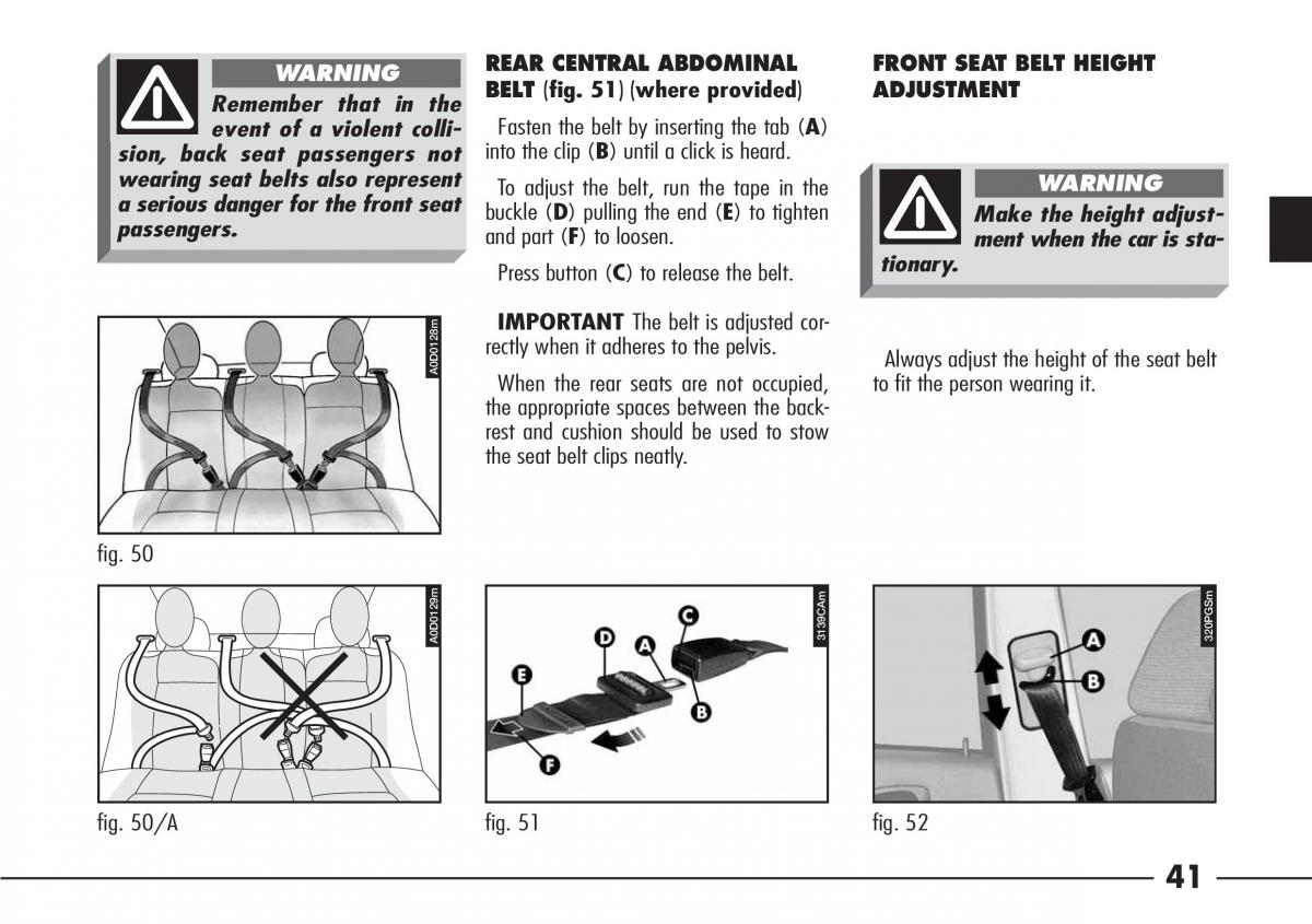 Alfa Romeo 166 owners manual / page 42