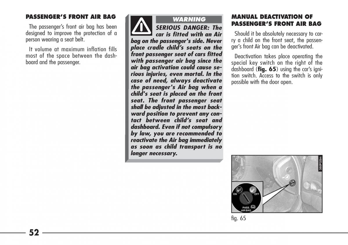 Alfa Romeo 166 owners manual / page 53