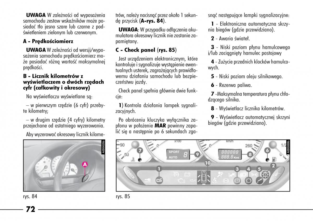 Alfa Romeo 166 instrukcja obslugi / page 73