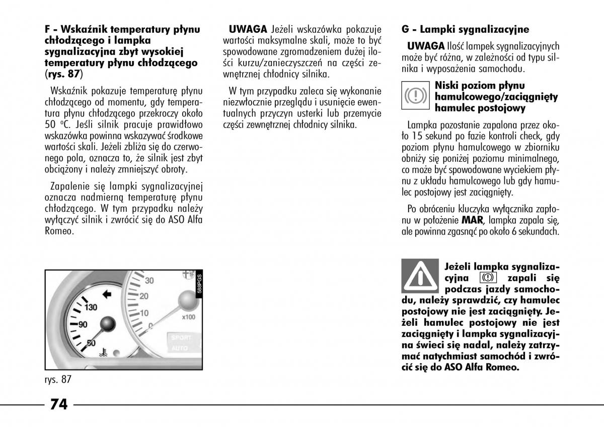 Alfa Romeo 166 instrukcja obslugi / page 75