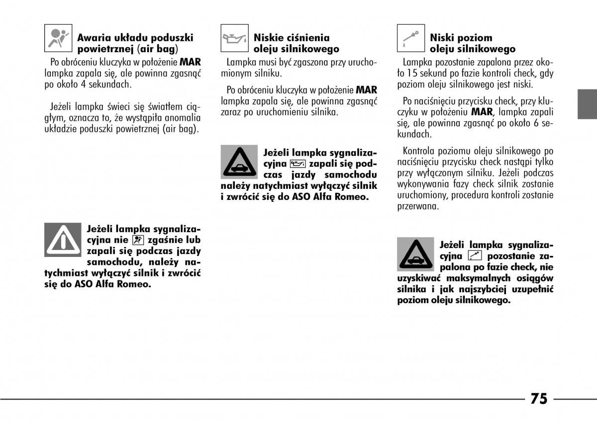 Alfa Romeo 166 instrukcja obslugi / page 76