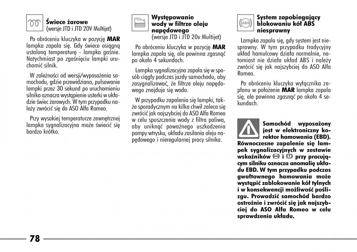 Alfa Romeo 166 instrukcja obslugi / page 79