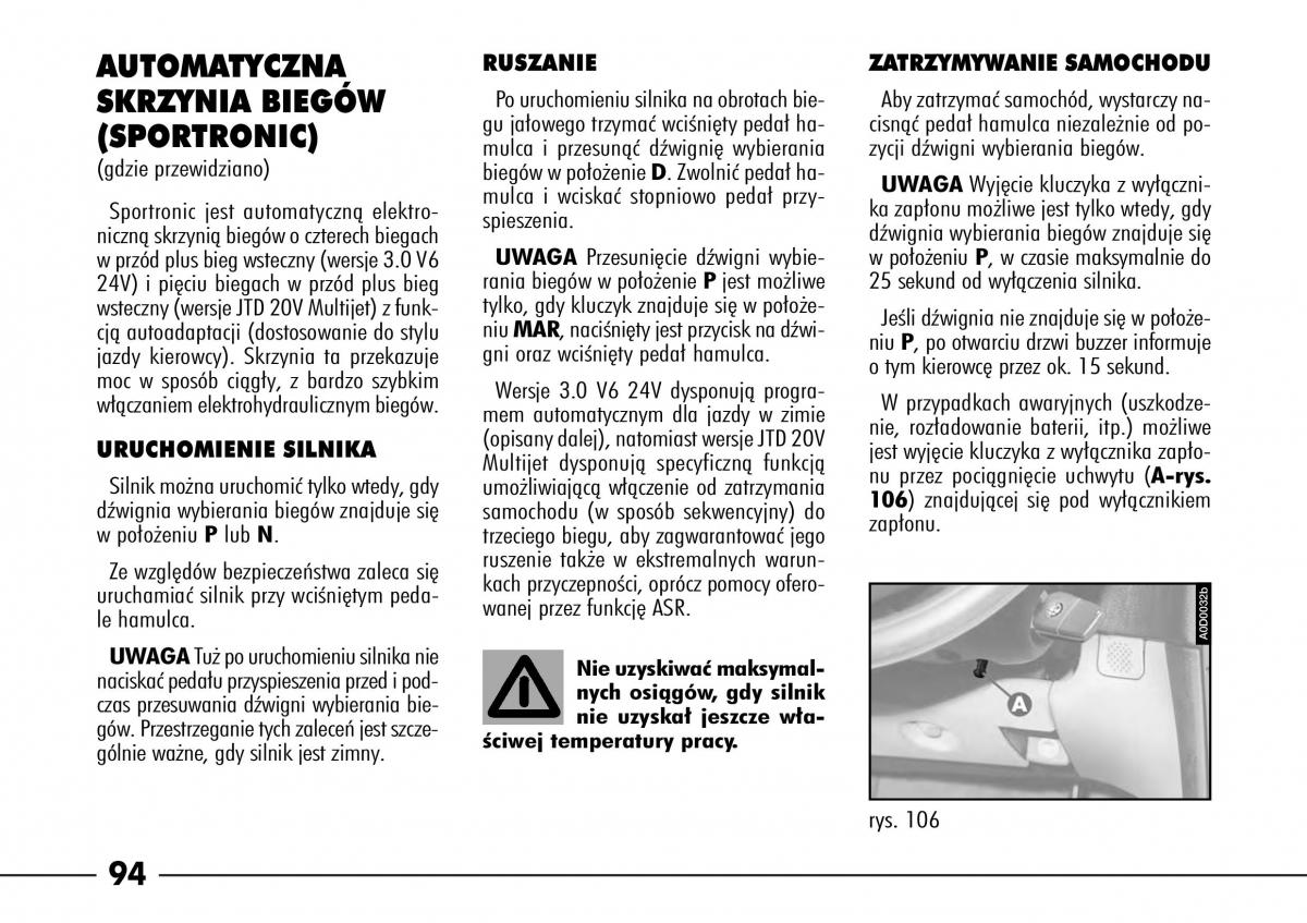 Alfa Romeo 166 instrukcja obslugi / page 95