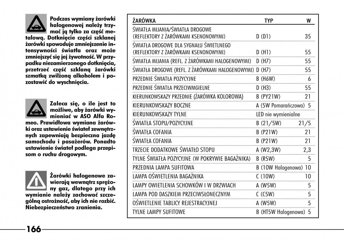 Alfa Romeo 166 instrukcja obslugi / page 167