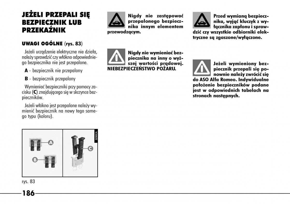 Alfa Romeo 166 instrukcja obslugi / page 187