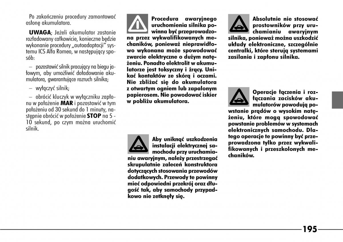 Alfa Romeo 166 instrukcja obslugi / page 196