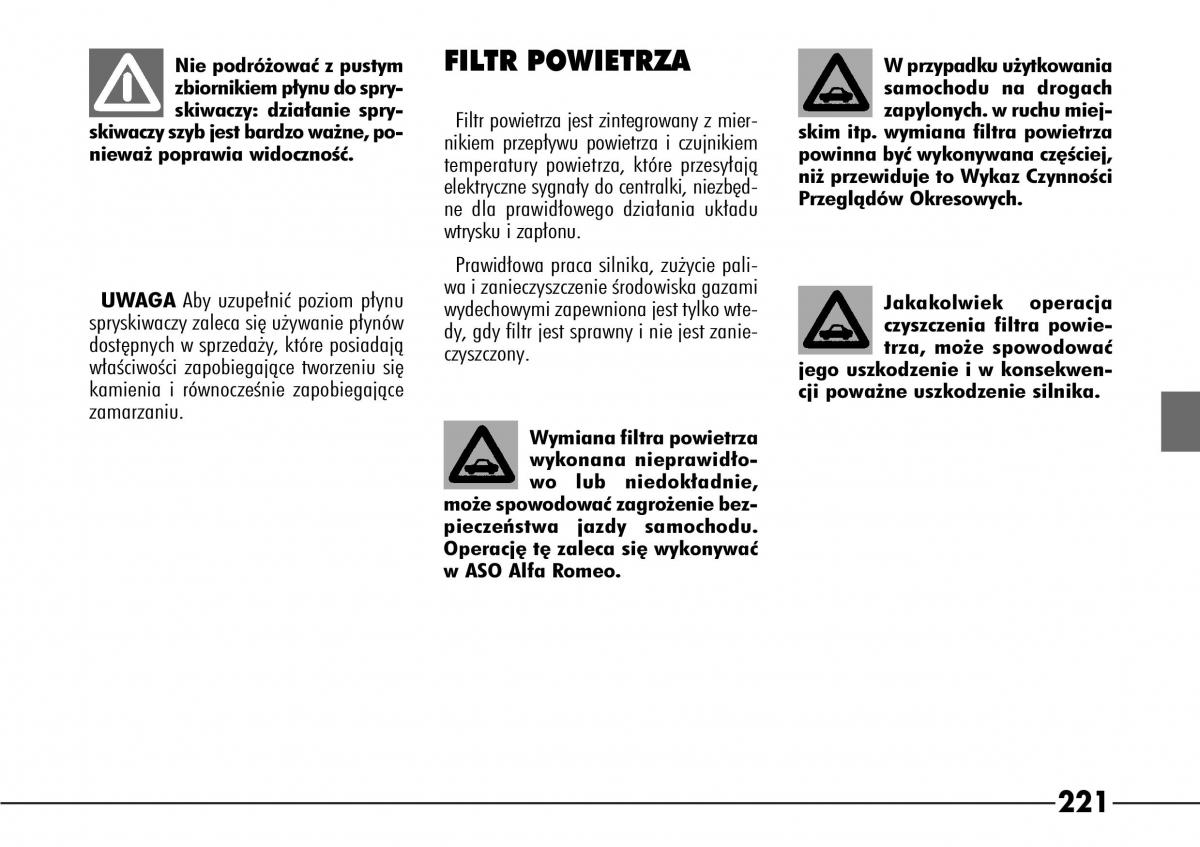 Alfa Romeo 166 instrukcja obslugi / page 222