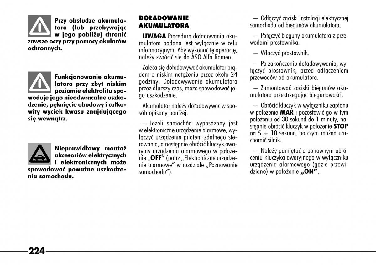 Alfa Romeo 166 instrukcja obslugi / page 225