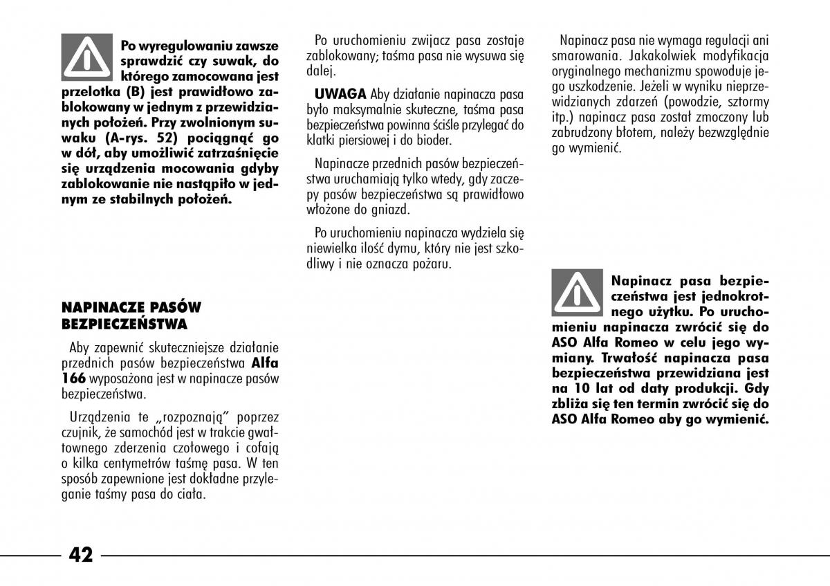 Alfa Romeo 166 instrukcja obslugi / page 43