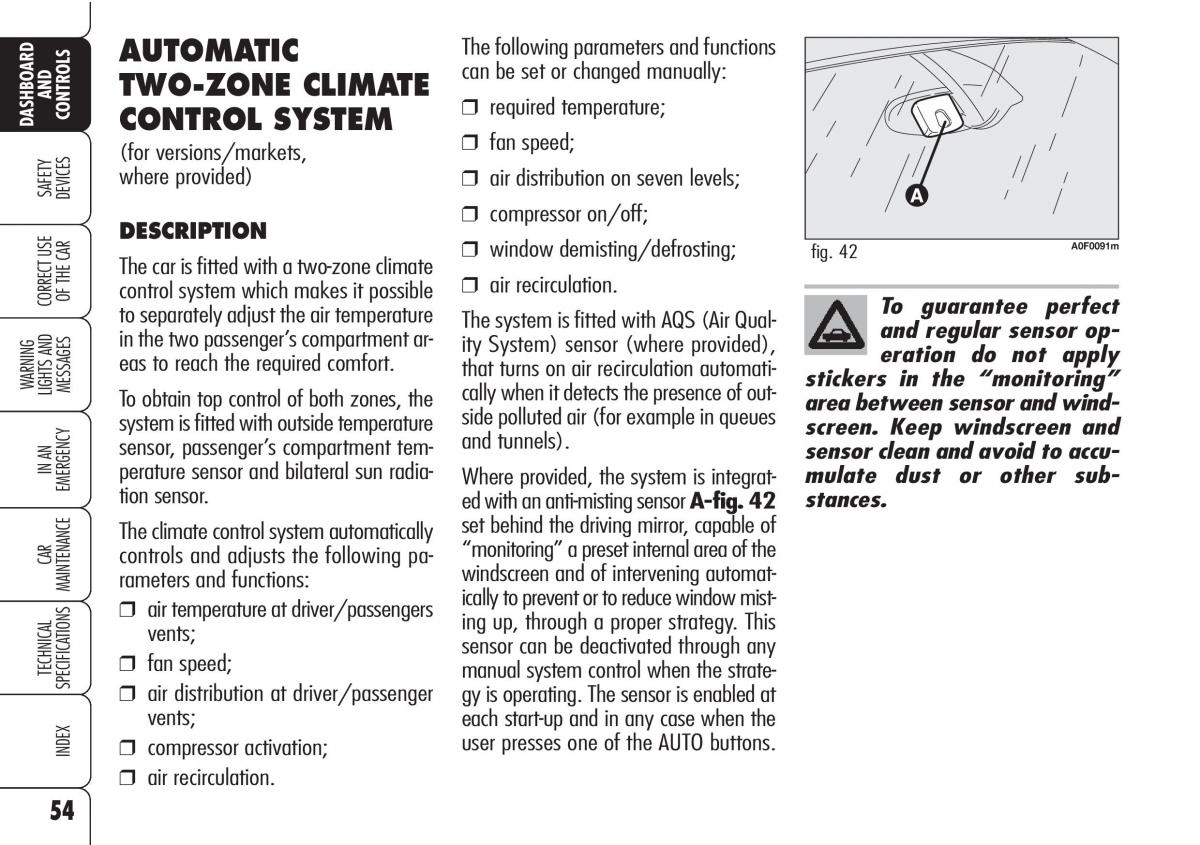 Alfa Romeo Brara Spider owners manual / page 55