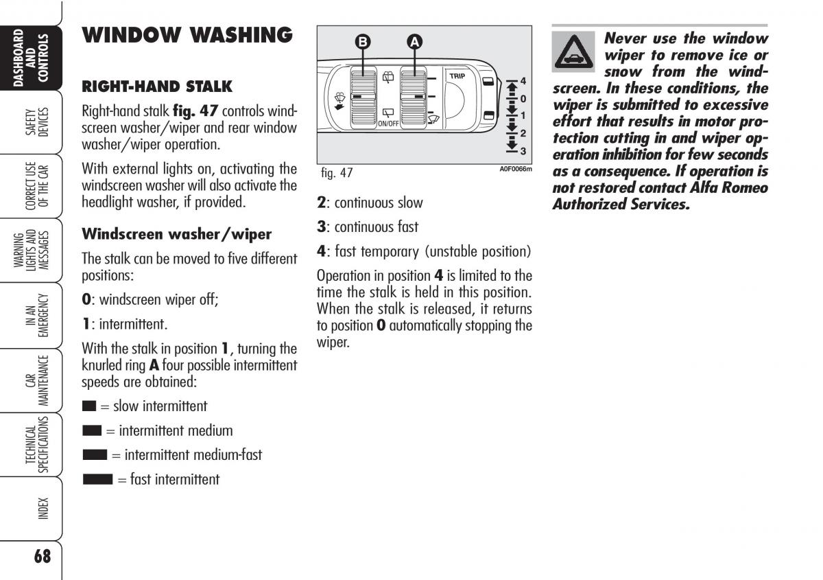 Alfa Romeo Brara Spider owners manual / page 69