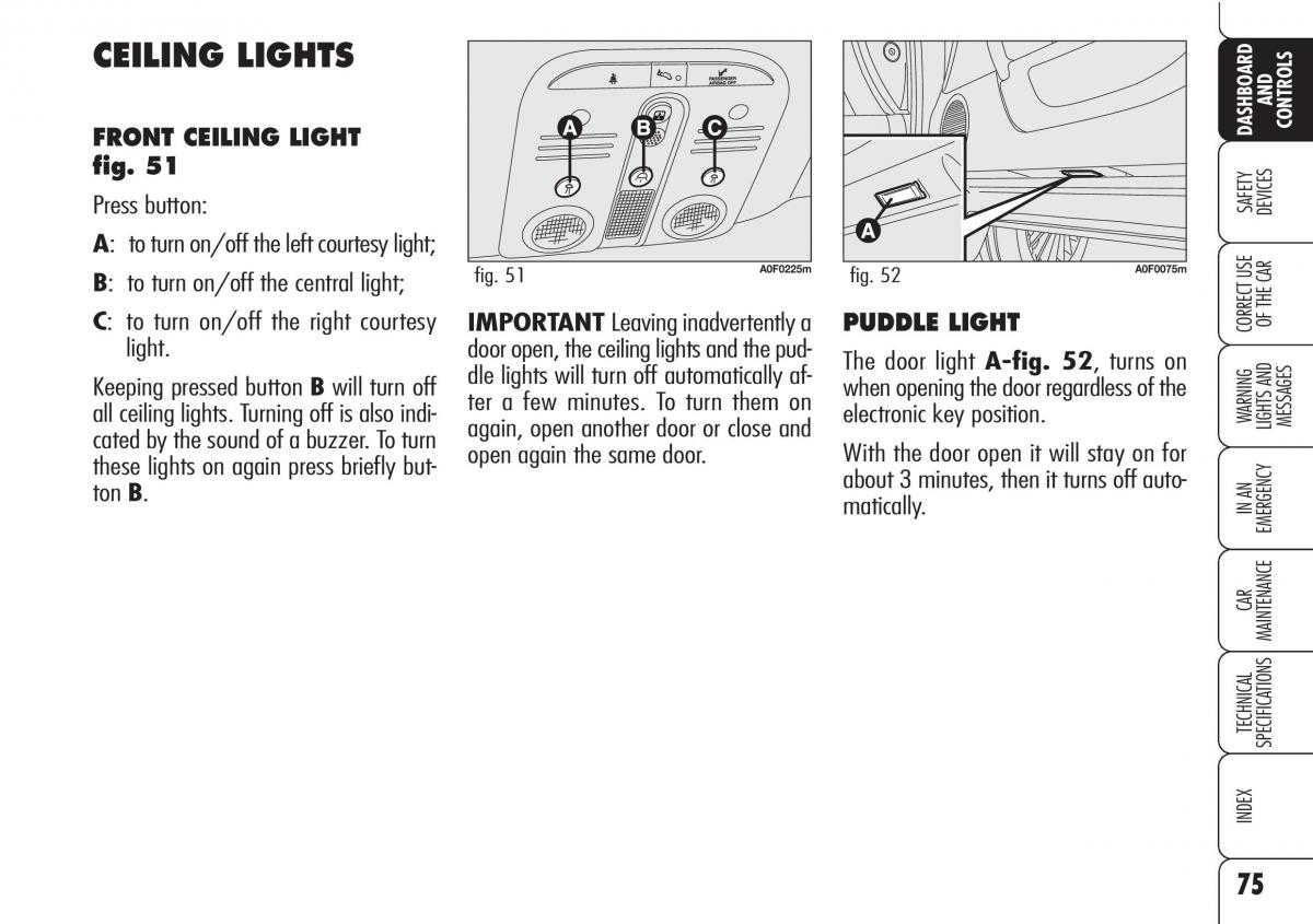 Alfa Romeo Brara Spider owners manual / page 76