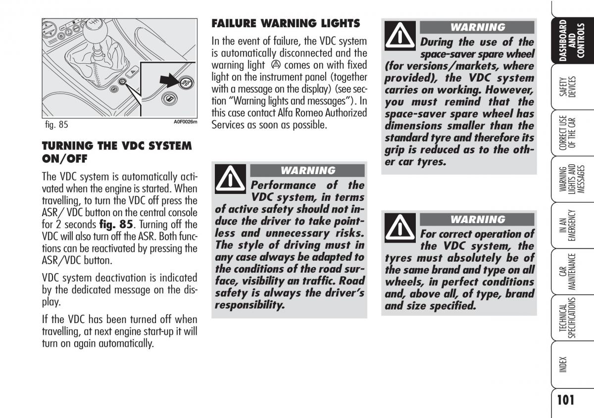 Alfa Romeo Brara Spider owners manual / page 102