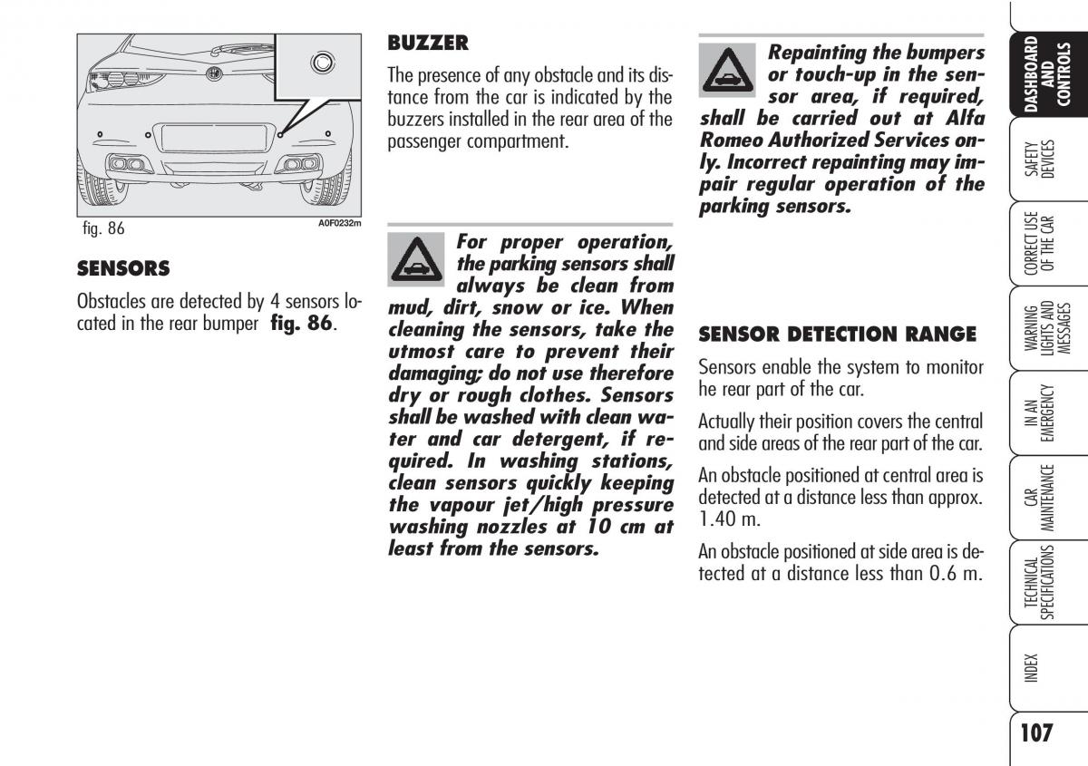 Alfa Romeo Brara Spider owners manual / page 108