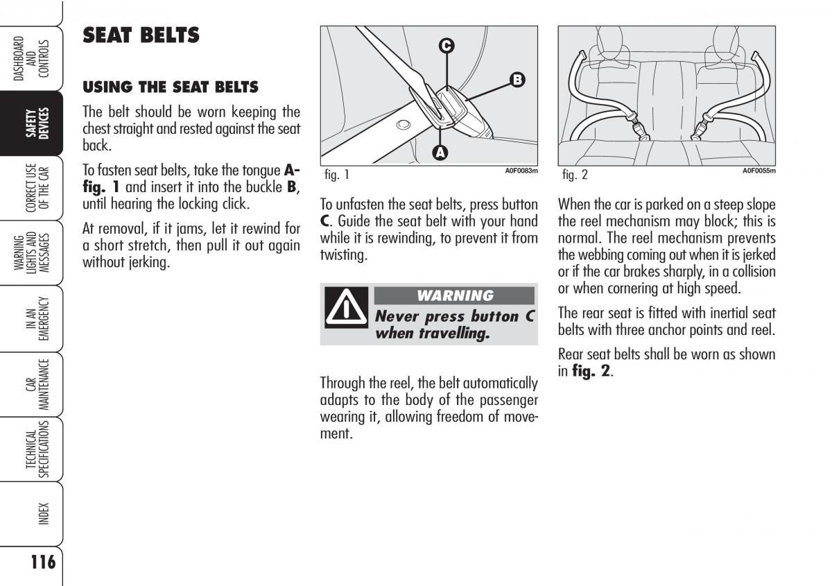 Alfa Romeo Brara Spider owners manual / page 117