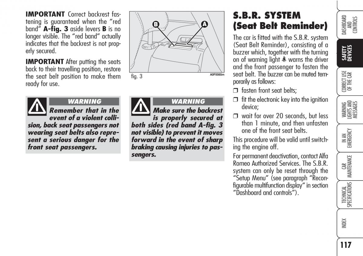 Alfa Romeo Brara Spider owners manual / page 118