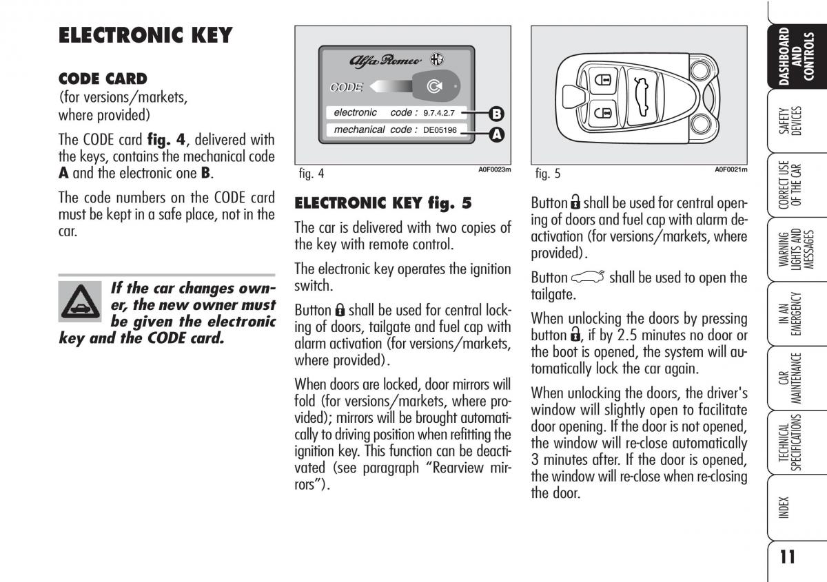 Alfa Romeo Brara Spider owners manual / page 12