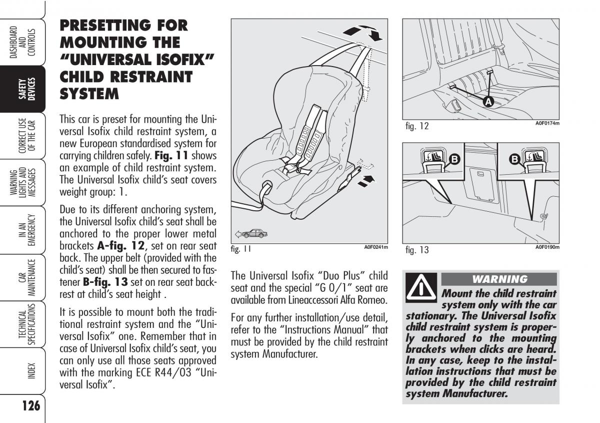 Alfa Romeo Brara Spider owners manual / page 127