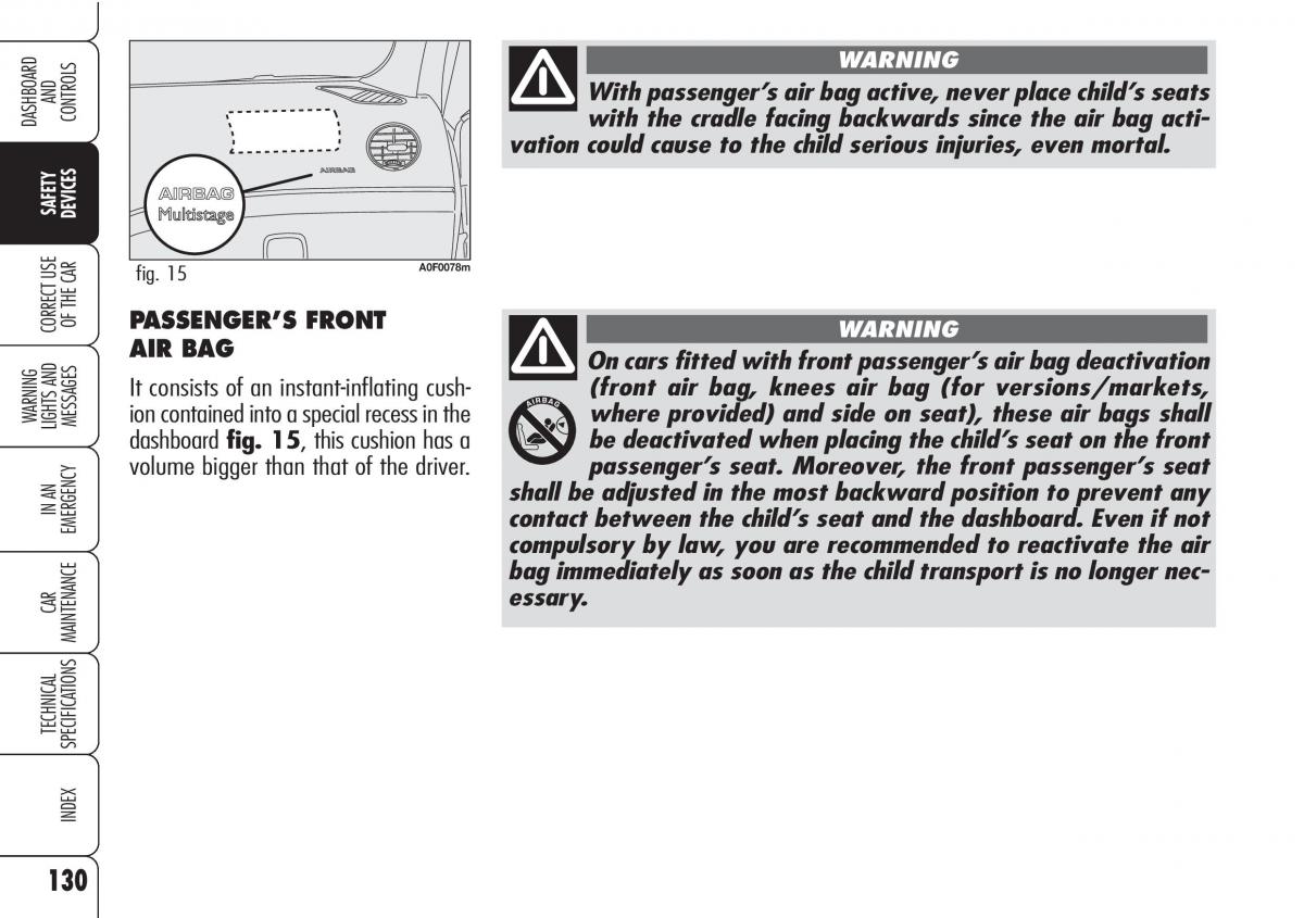 Alfa Romeo Brara Spider owners manual / page 131