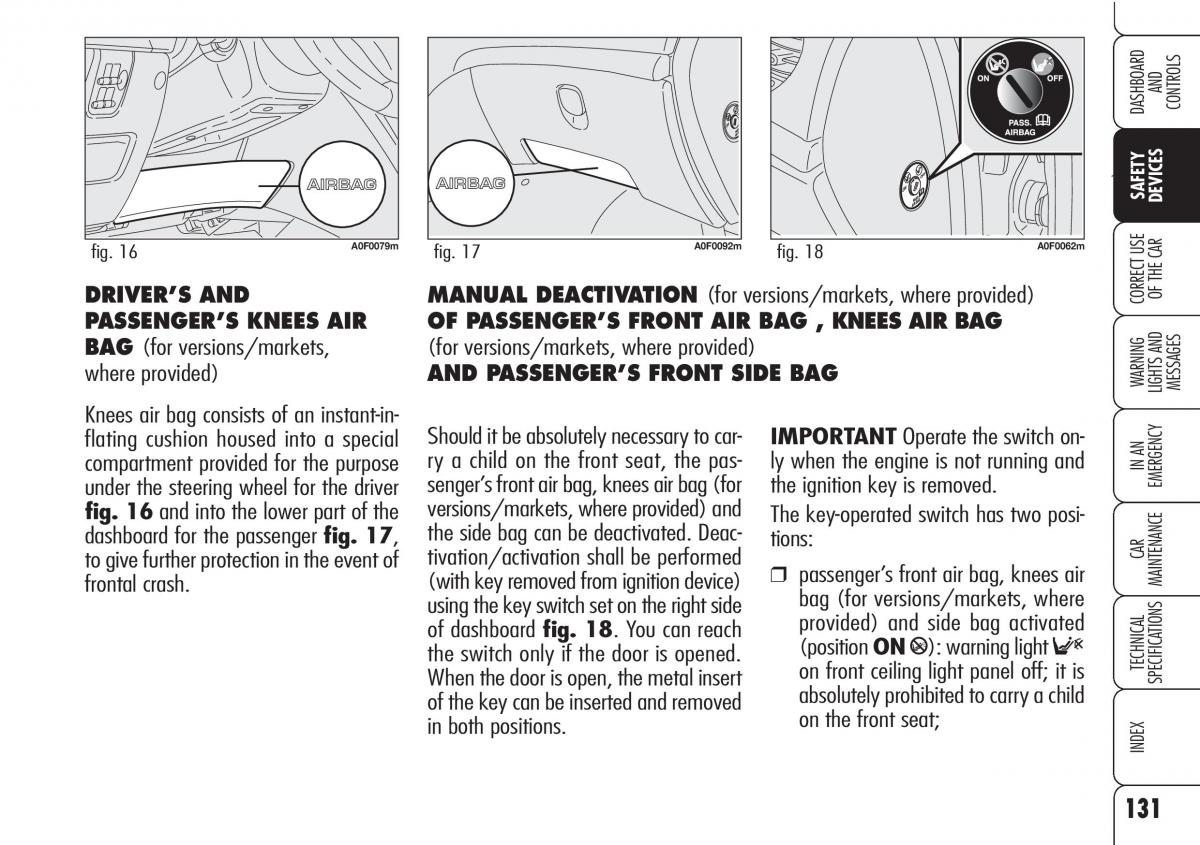 Alfa Romeo Brara Spider owners manual / page 132