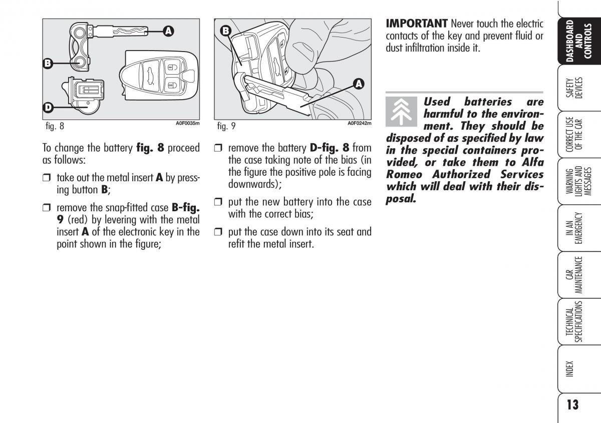 Alfa Romeo Brara Spider owners manual / page 14